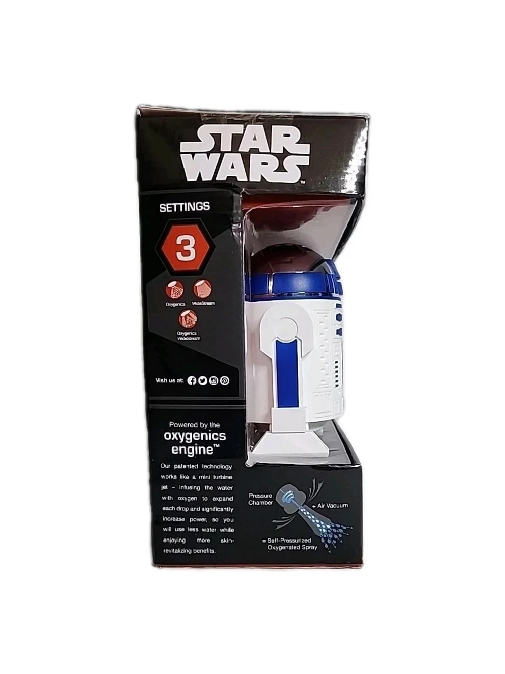 STAR WARS R2-D2 Shower Head No Tools Amplifying Technology Oxygen-Infused Water